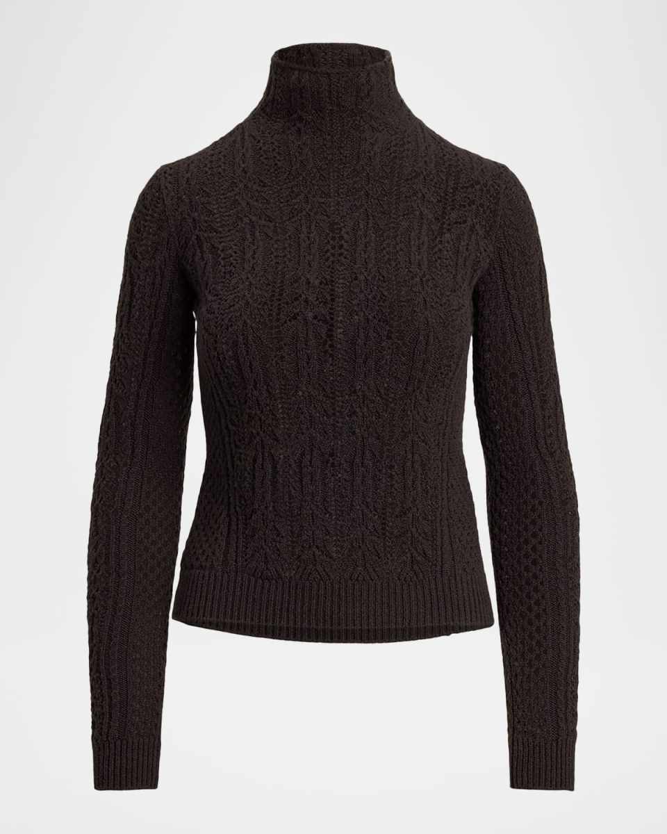 Turtleneck Pointelle Cashmere Sweater